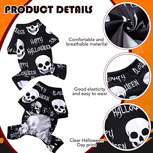 4 Pack Halloween Dog Pajamas Holiday Clothes Dog Costumes for Halloween Dog Apparel Jumpsuit Pumpkin Skull Ghost Witch Halloween Dog Costume for Puppy Dog Cat Halloween Cosplay (Small)