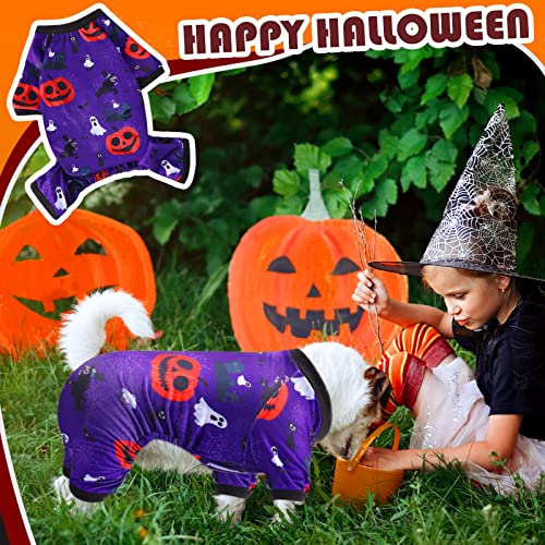 4 Pack Halloween Dog Pajamas Holiday Clothes Dog Costumes for Halloween Dog Apparel Jumpsuit Pumpkin Skull Ghost Witch Halloween Dog Costume for Puppy Dog Cat Halloween Cosplay (Small)