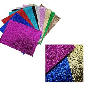 Glitter Faux Leather Sheets 10 Pack Chunky Crude Glitter Leather Sheets for Earring Keychains Craft Sewing Fabric,A4 Size,30cmx21cm (Chunky)