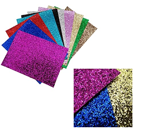 Glitter Faux Leather Sheets 10 Pack Chunky Crude Glitter Leather Sheets for Earring Keychains Craft Sewing Fabric,A4 Size,30cmx21cm (Chunky)