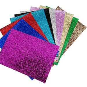 Glitter Faux Leather Sheets 10 Pack Chunky Crude Glitter Leather Sheets for Earring Keychains Craft Sewing Fabric,A4 Size,30cmx21cm (Chunky)