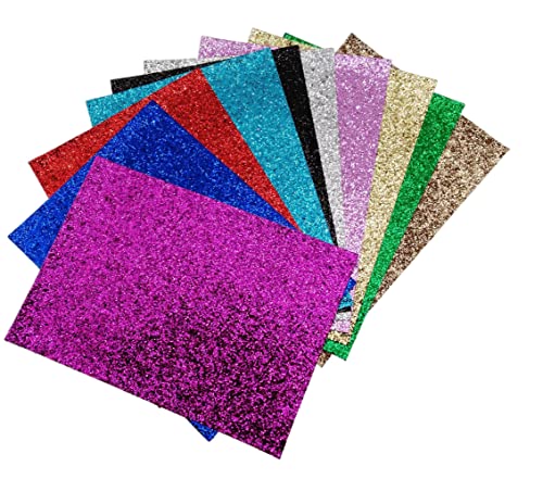 Glitter Faux Leather Sheets 10 Pack Chunky Crude Glitter Leather Sheets for Earring Keychains Craft Sewing Fabric,A4 Size,30cmx21cm (Chunky)