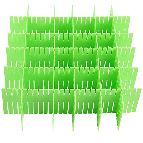 MANCHAP 56 PCS Adjustable Grid Drawer Organizer, DIY Drawer Divider, Plastic Drawer Separators for Kitchen Bedroom Office, Green