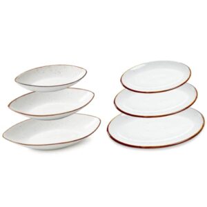 onemore large serving bowls and platters bundle - microwave, oven and dishwasher safe - creamy white