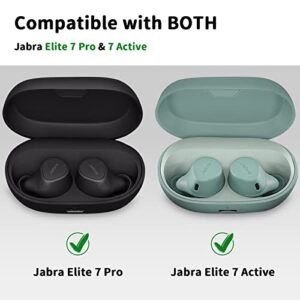 Jiunai for Jabra Elite 7 Pro Case/Elite 7 Active Case, Secure Lock Design Shockproof Protective Bumper Corner Protection Portable Matte Case with Carabiner for Jabra Elite 7 Pro Elite 7 Active Green