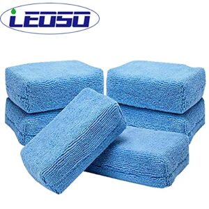 LEOSO 10 Pack Car Wax Applicator Pad Rectangle Foam Premium Grade Microfiber Applicator Pads