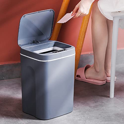 Smart Trash Can,Touchless Bathroom Trash Can with Lid,4.23 Gallon Motion Sensor Kitchen Garbage Can 16L Plastic Slim Trash Bin for Office,Living Room,Bedroom(No Battery) (16L, Blue)