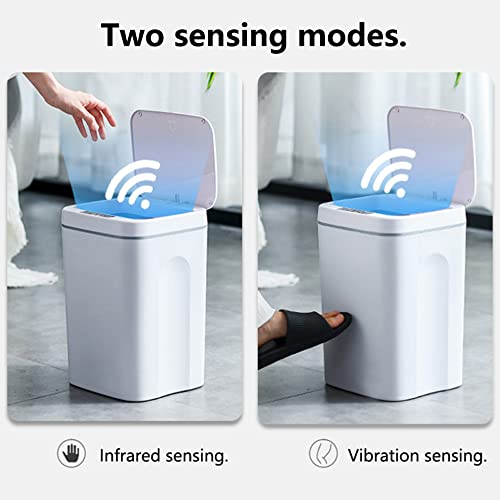 Smart Trash Can,Touchless Bathroom Trash Can with Lid,4.23 Gallon Motion Sensor Kitchen Garbage Can 16L Plastic Slim Trash Bin for Office,Living Room,Bedroom(No Battery) (16L, Blue)