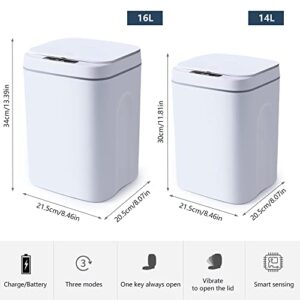 Smart Trash Can,Touchless Bathroom Trash Can with Lid,4.23 Gallon Motion Sensor Kitchen Garbage Can 16L Plastic Slim Trash Bin for Office,Living Room,Bedroom(No Battery) (16L, Blue)