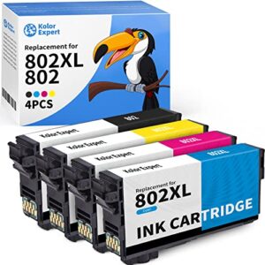 kolor expert remanufactured t802 ink cartridge replacement for epson 802xl 802 t802xl work with epson workforce pro wf-4740 wf-4730 wf-4720 wf-4734 ec-4020 ec-4030