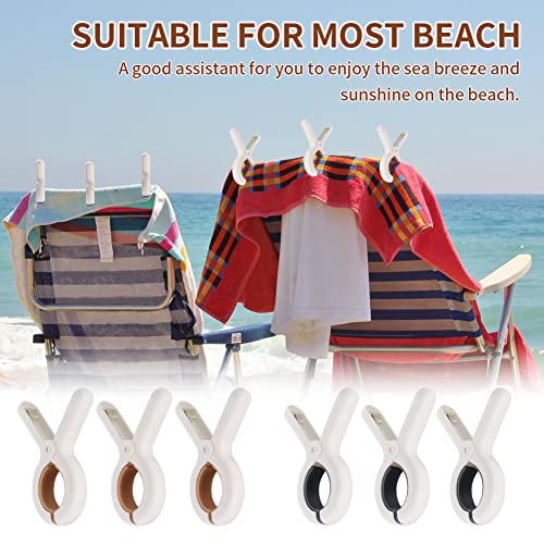 PXRJE 6pcs Plastic Beach Towels Clips + 1pc Storage Bag, Windproof Large Size Beach Towels Holder,Heavy Duty Laundry Clothes Pins Clips on Clothesline and Hanging(Size:XL)