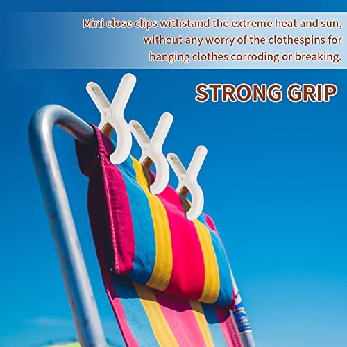 PXRJE 6pcs Plastic Beach Towels Clips + 1pc Storage Bag, Windproof Large Size Beach Towels Holder,Heavy Duty Laundry Clothes Pins Clips on Clothesline and Hanging(Size:XL)