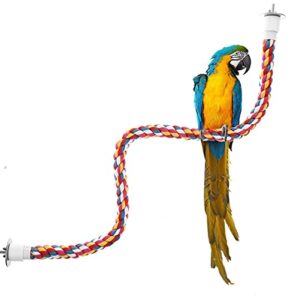 bird perches rope parrots toys fit bigger macaws adjustable stand rope ladder rest (24in)