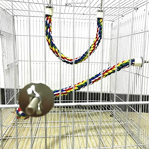 Bird Perches Rope Parrots Toys Fit Bigger Macaws Adjustable Stand Rope Ladder Rest (24in)