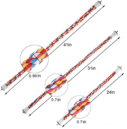 Bird Perches Rope Parrots Toys Fit Bigger Macaws Adjustable Stand Rope Ladder Rest (24in)