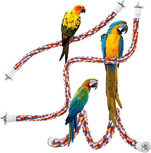 Bird Perches Rope Parrots Toys Fit Bigger Macaws Adjustable Stand Rope Ladder Rest (24in)