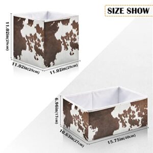 Western Cow Skin Texture Storage Baskets for Shelves, Closet Organizers with Handles, Foldable Closet Storage Baskets for Utility Room, Pack of 1