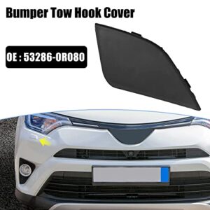 X AUTOHAUX Car Left Front Bumper Tow Hook Cover 53286-0R080 for Toyota RAV4 2016 2017 2018 Tow Hook Eye Lid Cover Trailer Cap Black