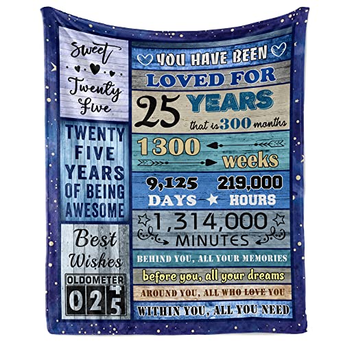 Julazy 25th Birthday Gifts for Women Blanket 60"X50", 25th Birthday Decorations for Men Women, Gifts for 25 Year Old Male Female, Best Birthday Gift Ideas for Women Men