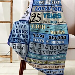 Julazy 25th Birthday Gifts for Women Blanket 60"X50", 25th Birthday Decorations for Men Women, Gifts for 25 Year Old Male Female, Best Birthday Gift Ideas for Women Men