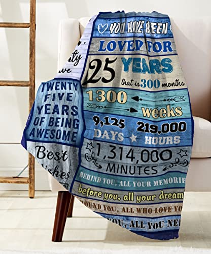 Julazy 25th Birthday Gifts for Women Blanket 60"X50", 25th Birthday Decorations for Men Women, Gifts for 25 Year Old Male Female, Best Birthday Gift Ideas for Women Men