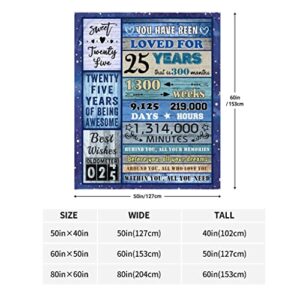 Julazy 25th Birthday Gifts for Women Blanket 60"X50", 25th Birthday Decorations for Men Women, Gifts for 25 Year Old Male Female, Best Birthday Gift Ideas for Women Men