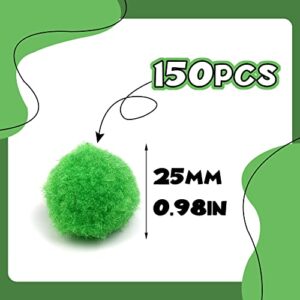 150 Pieces Pom Poms, 1 Inch Green Craft Pom Poms, Christmas Fuzzy Pompom Puff Balls, Small Pom Pom Balls for DIY Arts, Crafts Projects, Christmas Home Decorations