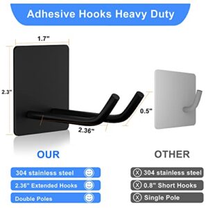 FUMAX Adhesive Hooks, 304 Stainless Steel Wall Towel Hooks, Heavy Duty Self Adhesive Sticky Hooks for Hanging Towel Robe Hat Coat Key