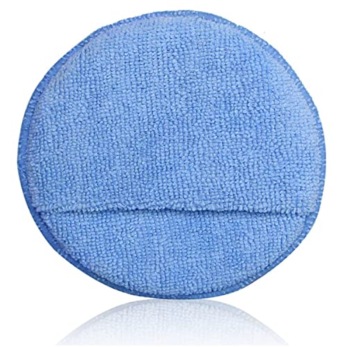 LEOSO Microfiber Wax Applicator, Ultra-Soft Microfiber Wax Applicator Pads with Finger Pocket Wax Applicator for Cars Wax Applicator Foam Sponge (Blue5 Diameter, Pack of 10)