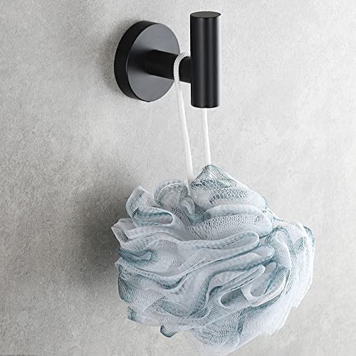 Lydia's Deal 4 Pack Towel Hooks for Bathrooms, Matte Black Stainless Steel Coat Robe Clothes Hook Modern Wall Hook Holder for Bathroom Kitchen Garage Hotel Wall Mounted