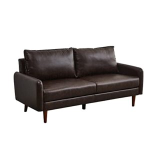 instory leather sofa modern couch with wooden legs for living room,office - brown