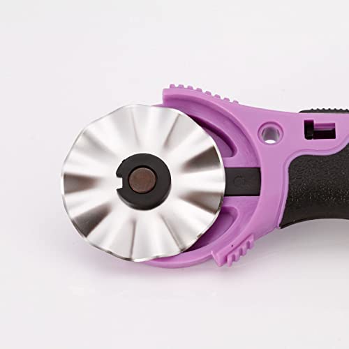 45mm Wavy Rotary Cutter with 5pcs Pinking Circular Refill Blades Fabric Paper Cutters Cutting Knife Patchwork Leather Sewing Tool