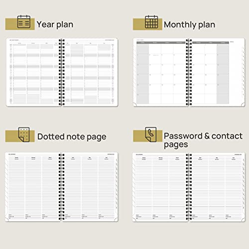 POPRUN 2023 Planner with Hourly Schedule & Vertical Weekly Layout - Agenda 2023 Weekly and Monthly 6.5" x 8.5", Monthly Expense & Notes, Inner Pocket, Vegan Leather Soft Cover - Brown