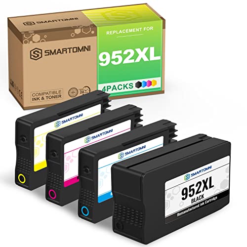 S SMARTOMNI 952XL Ink Cartridge Remanufactured with Upgraded Chip Replacement for HP 952 Black and Color Pack for HP Officejet Pro 8710 7740 8200 8216 8727 8210 7720 8720 7730 8715 8725 4-Pack