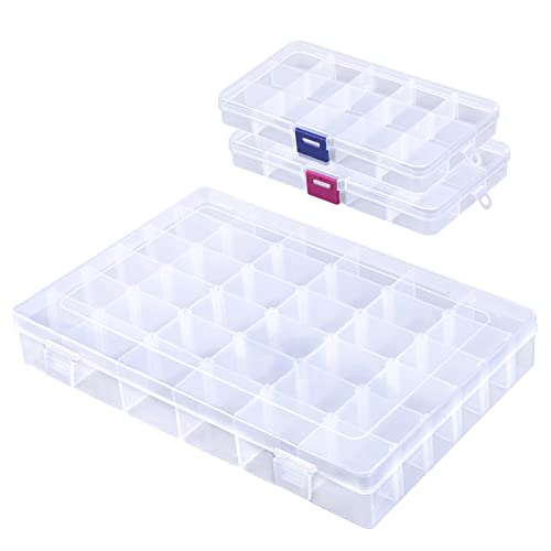 COSICS 3in1 Bead Organizer Storage Box, 66 Compartment Nail Rhinestone Clear Plastic Empty Container Case with Movable Divider, for Art Craft Hair Small Accessory Jewelry Diamond Charms Gem Makeup