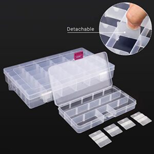 COSICS 3in1 Bead Organizer Storage Box, 66 Compartment Nail Rhinestone Clear Plastic Empty Container Case with Movable Divider, for Art Craft Hair Small Accessory Jewelry Diamond Charms Gem Makeup