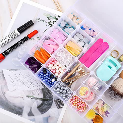 COSICS 3in1 Bead Organizer Storage Box, 66 Compartment Nail Rhinestone Clear Plastic Empty Container Case with Movable Divider, for Art Craft Hair Small Accessory Jewelry Diamond Charms Gem Makeup