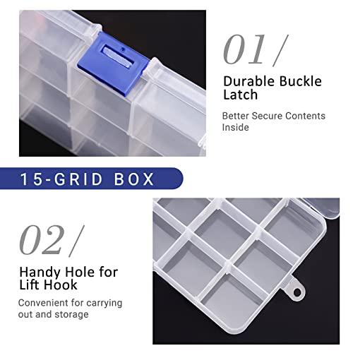 COSICS 3in1 Bead Organizer Storage Box, 66 Compartment Nail Rhinestone Clear Plastic Empty Container Case with Movable Divider, for Art Craft Hair Small Accessory Jewelry Diamond Charms Gem Makeup