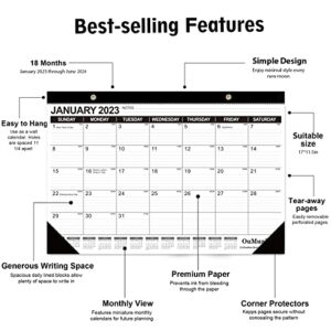 Desk Calendar 2023-2024: 17 x 11-1/2 Inches Monthly Pages Runs from January 2023 through June 2024 - 18 Monthly Desktop Calendar for Home School Office Planning and Organizing