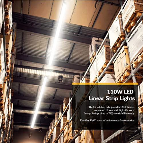 ANTLUX 110W LED Shop Light 8FT Linear Strip Lights Linkable, 12000 Lumens, 5000K, 8 Foot Garage Lights, Surface Mount and Hanging Ceiling Lighting Fixtures, Fluorescent Tube Replacement