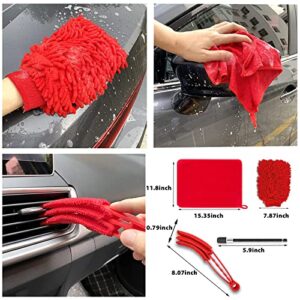 21PCS Car Detailing Cleaning Drill Brush Kit, Car Detailing Brush Set for Cleaning Wheels, Interior, Exterior, Leather, Dashboard, Air Vents, Emblems (Brushes, Wash Mitt, Wax Pads, Wash Towels)