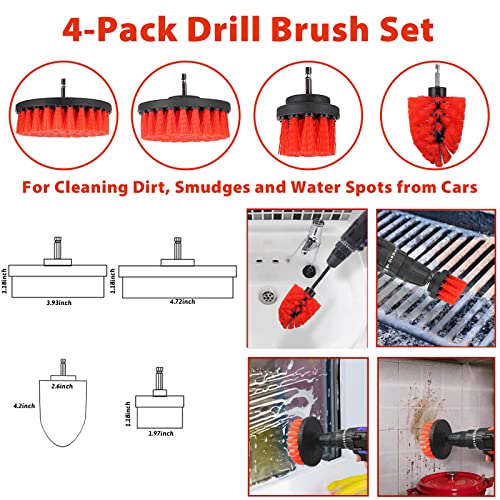 21PCS Car Detailing Cleaning Drill Brush Kit, Car Detailing Brush Set for Cleaning Wheels, Interior, Exterior, Leather, Dashboard, Air Vents, Emblems (Brushes, Wash Mitt, Wax Pads, Wash Towels)