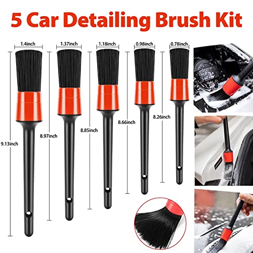 21PCS Car Detailing Cleaning Drill Brush Kit, Car Detailing Brush Set for Cleaning Wheels, Interior, Exterior, Leather, Dashboard, Air Vents, Emblems (Brushes, Wash Mitt, Wax Pads, Wash Towels)