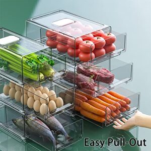 IJOLLEY Fridge Organizer, Pantry Organization and Storage, Refrigerator Organizer Bins, Stackable Pull-Out Drawer Containers for Kitchen Cabinet Closet Bathroom Office Cosmetic (Extra Large & Medium)