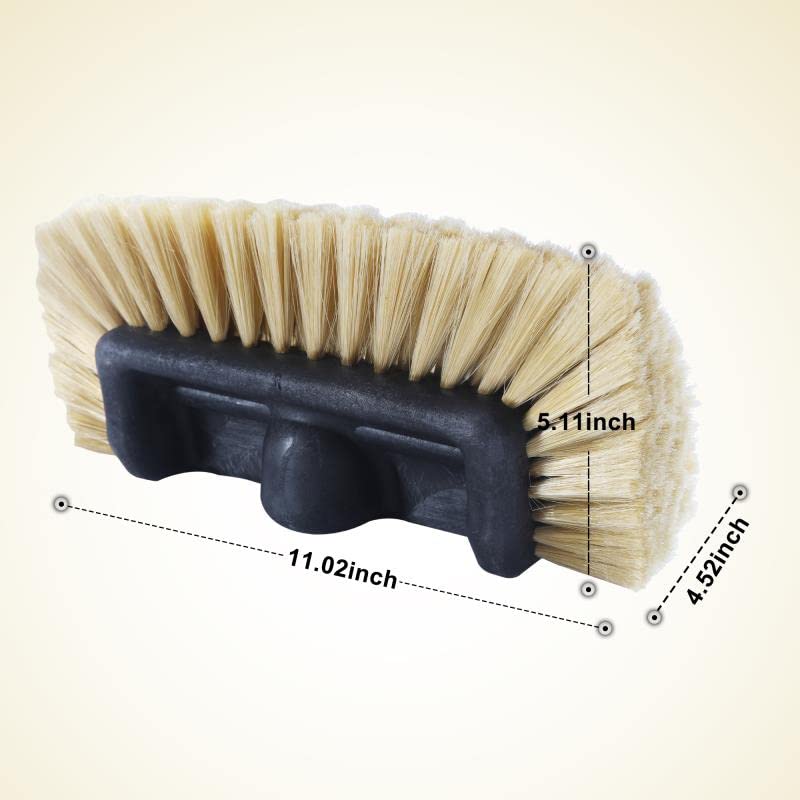 MEEJIE 10.8" Flow-Thru Soft Car Wash Brush Head for Auto Cars RV SUV Deck Truck Boat House Siding Camper Exterior Washing Cleaing Floors, Gold