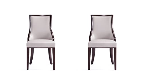 Manhattan Comfort Grand Faux Leather Dining Chairs, Set of 2, Light Grey