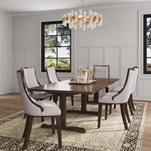 Manhattan Comfort Grand Faux Leather Dining Chairs, Set of 2, Light Grey