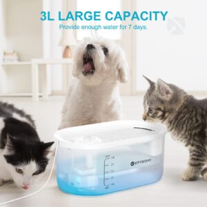 EFISDAY WF010 Cat Water Fountain, 101oz/3L Automatic Pet Water Fountain with Ultra Quiet Pump, BPA-Free, Transparent Water Dispenser for Dogs, Cats,Multiple Pets.