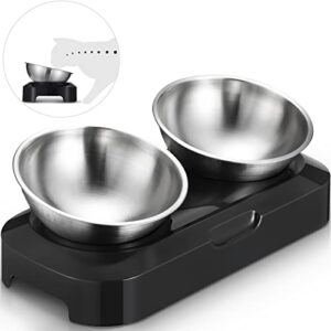 cat bowls - elevated cat food bowls, anti vomiting cat bowl set, stainless steel cat bowls,cat bowls for food and water, raised cat bowls for indoor cats, orthopedic cat bowl