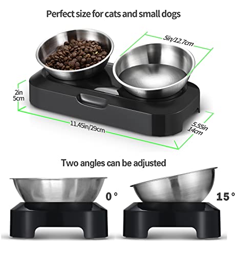 Cat Bowls - Elevated Cat Food Bowls, Anti Vomiting Cat Bowl Set, Stainless Steel Cat Bowls,Cat Bowls for Food and Water, Raised Cat Bowls for Indoor Cats, Orthopedic Cat Bowl